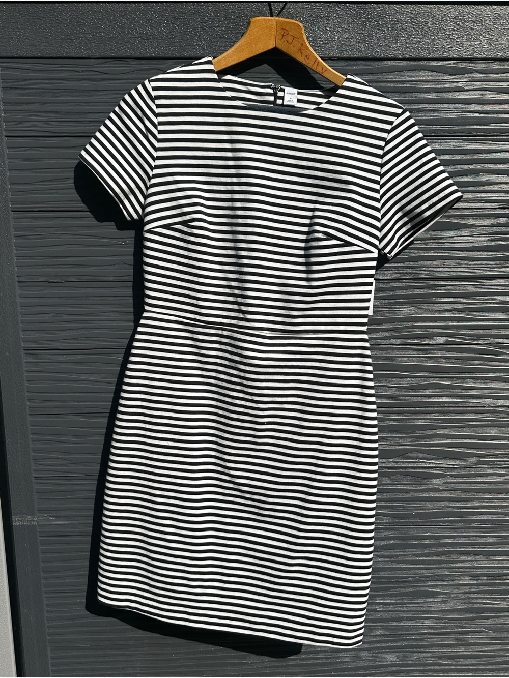 Old Navy Black White Striped Ponte Knit Dress NWT Medium